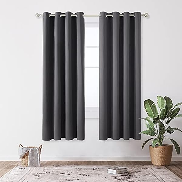 Deconovo Cortinas Opacas Térmicas Aislantes para Ventanas de Habiatción con Ollaos 2 Piezas 107x183cm Gris Oscuro